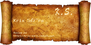 Krix Sára névjegykártya